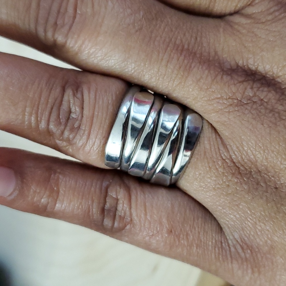 Sterling Silver 925 Criss Cross Style Ring